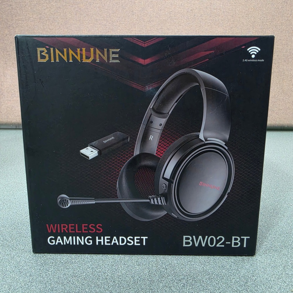 BINNUNE Wireless Gaming Headset Black New BW02-BT Bluetooth 2.4G